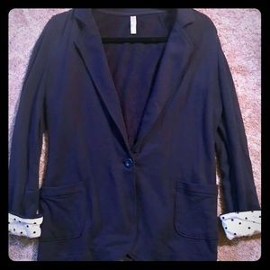 Navy blue sweatshirt blazer.